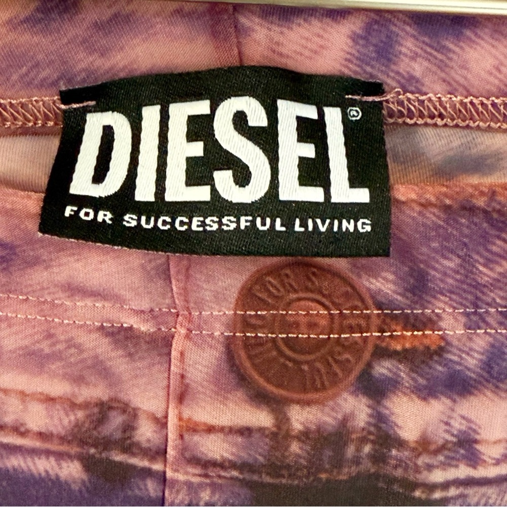 DIESEL PURPLE SHEER DENIM JEAN GRAPHIC PRINT P-KOLL D1 TIGHTS FOOTED LEGGINGS - Picture 10 of 10